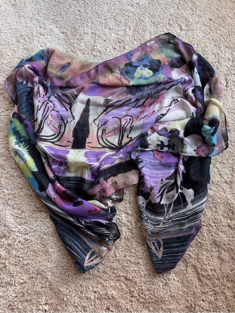 Floral Watercolor Purple Multi Women's Scarf